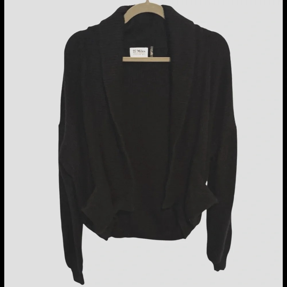 27 Miles Malibu Wool Cashmere Open Front Cropped Cardigan Sweater Size Small - Picture 1 of 9